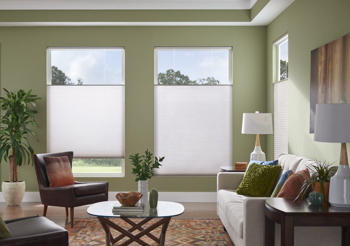 PowerView motorized shades adjusting in a Kansas City living room