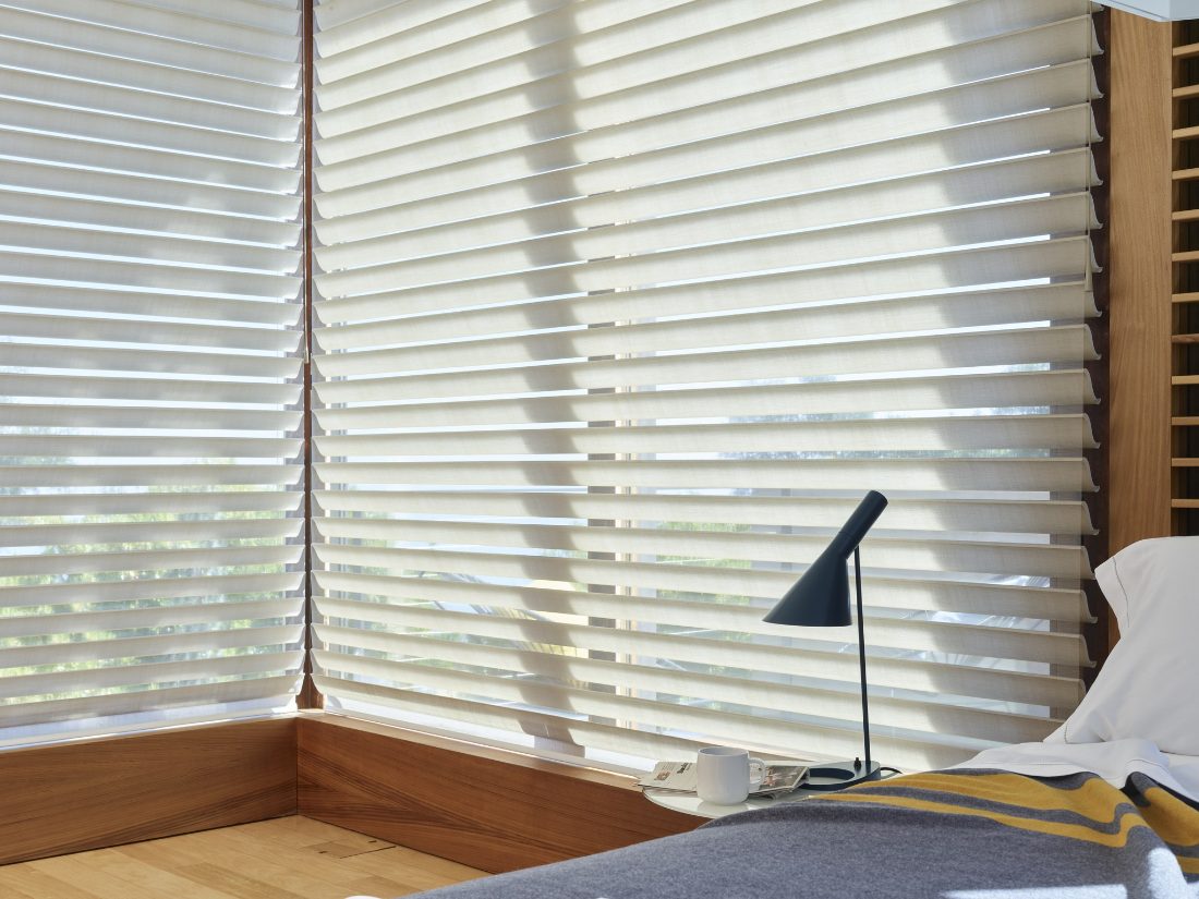 Close detail of sheer Silhouette shade fabric showing texture and color